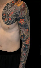 Traditional Japanese Arm_Chest Tattoo
