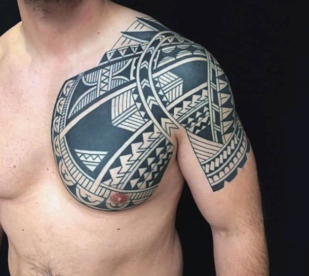 traditional tribal polynesian tattoo design - example of a leg sleeve