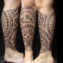 traditional tribal maori polynesian tattoo design - example of mens leg sleeve tattoo