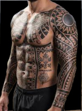 tribal polynesian maori body tattoo