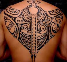 tribal maori back-piece tattoo design