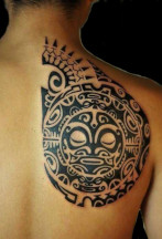 tribal maori back-shoulder tattoo