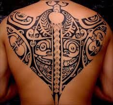 tribal maori back-piece tattoo design