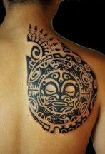 tribal maori back-shoulder tattoo