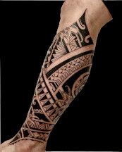 maori/tribal leg tattoo