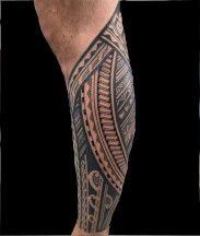 maori/polynesian/tribal leg tattoo