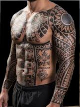 tribal polynesian maori body tattoo